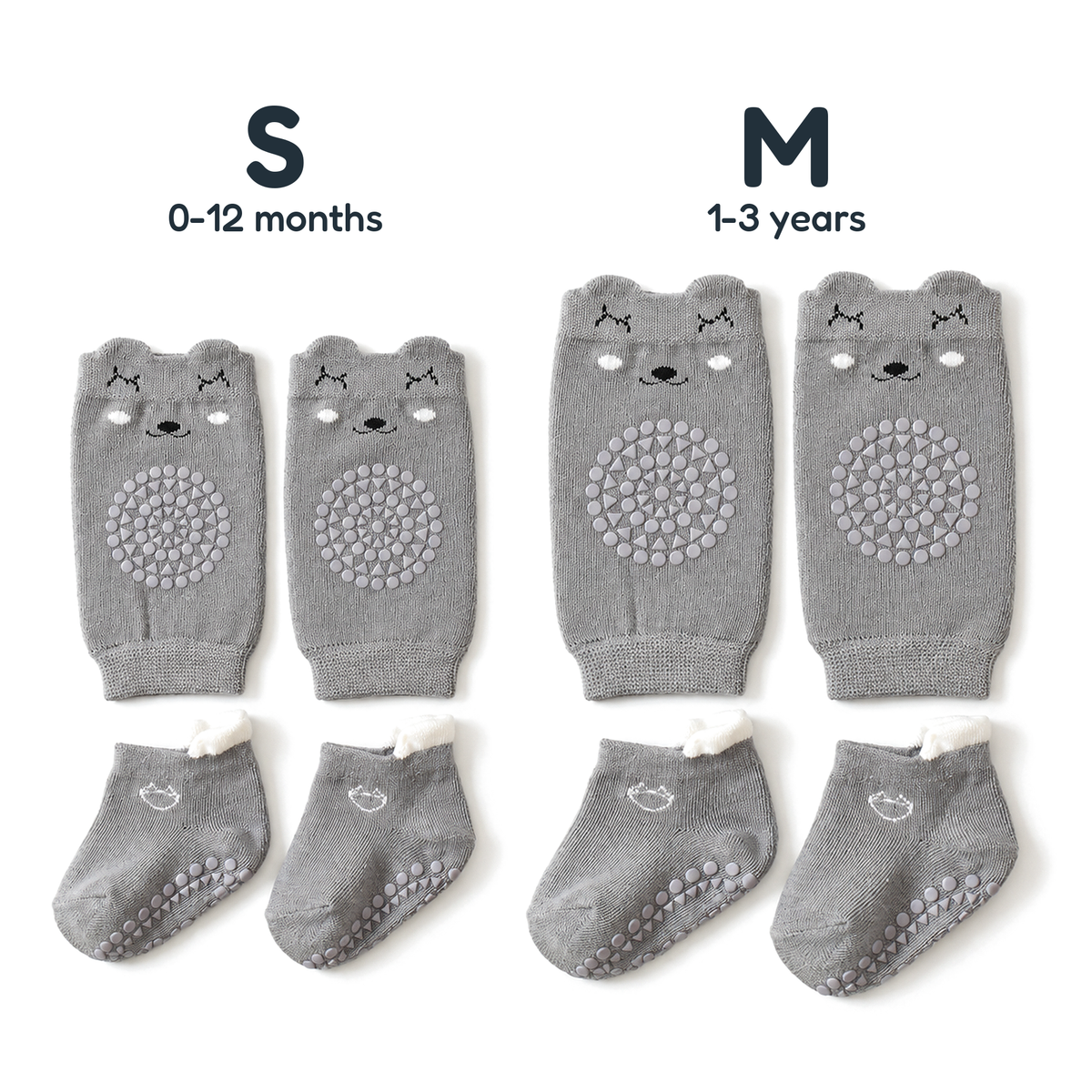size guide: S for 0-12 months, M for 1-3 years