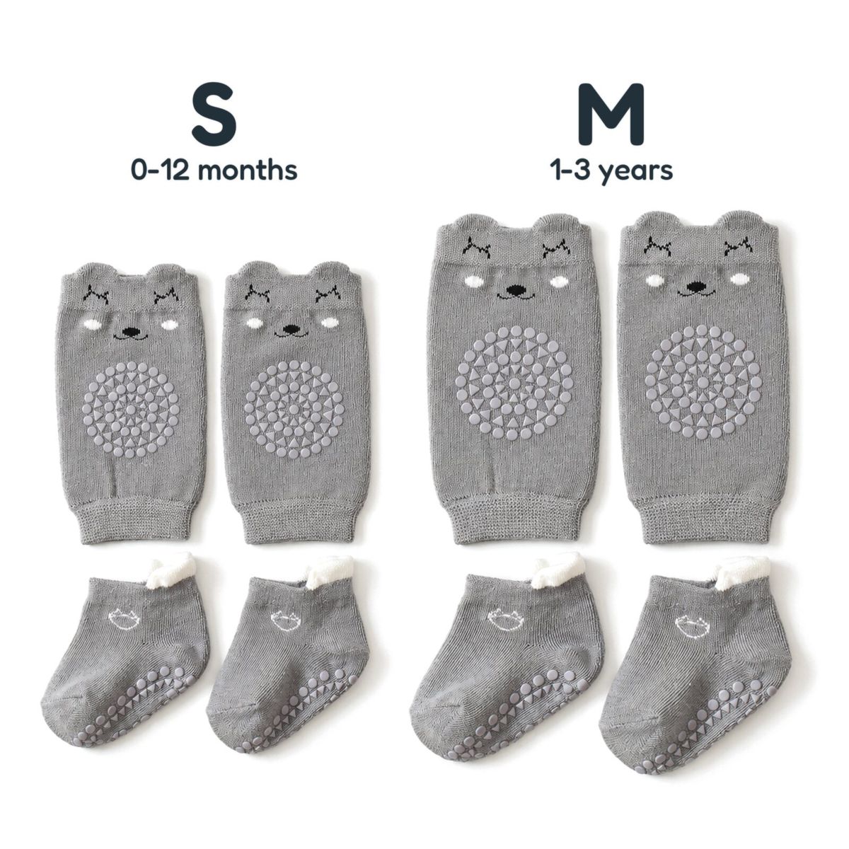 Size guide: S for 0-12 months, M for 1-3 years
